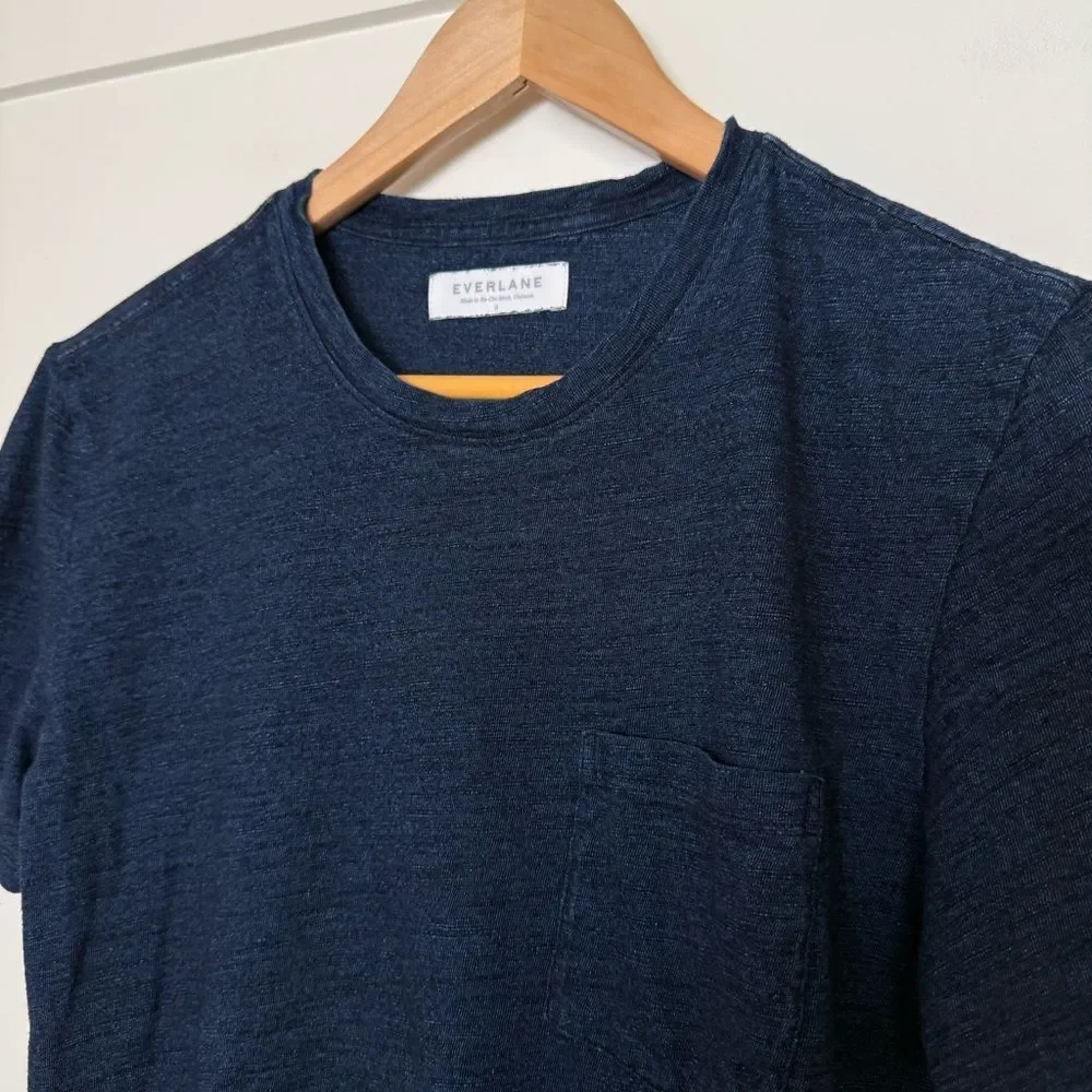 Everlane T-Shirt Tee Mens Sz S Navy Short Sleeve 100% Cotton Casual Preppy - Picture 3 of 9